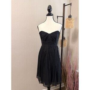 J.Crew Strapless Dress💯 Silk Black Chiffon Party Cocktail Size 4 NWT